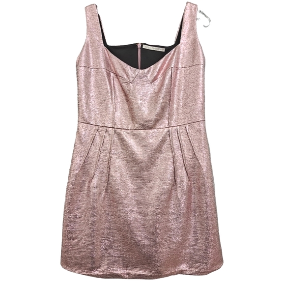 Emilia Wickstead Judi Crepe Rose Gold Metalic Sleeveless Cocktail Mini Dress - Picture 16 of 17